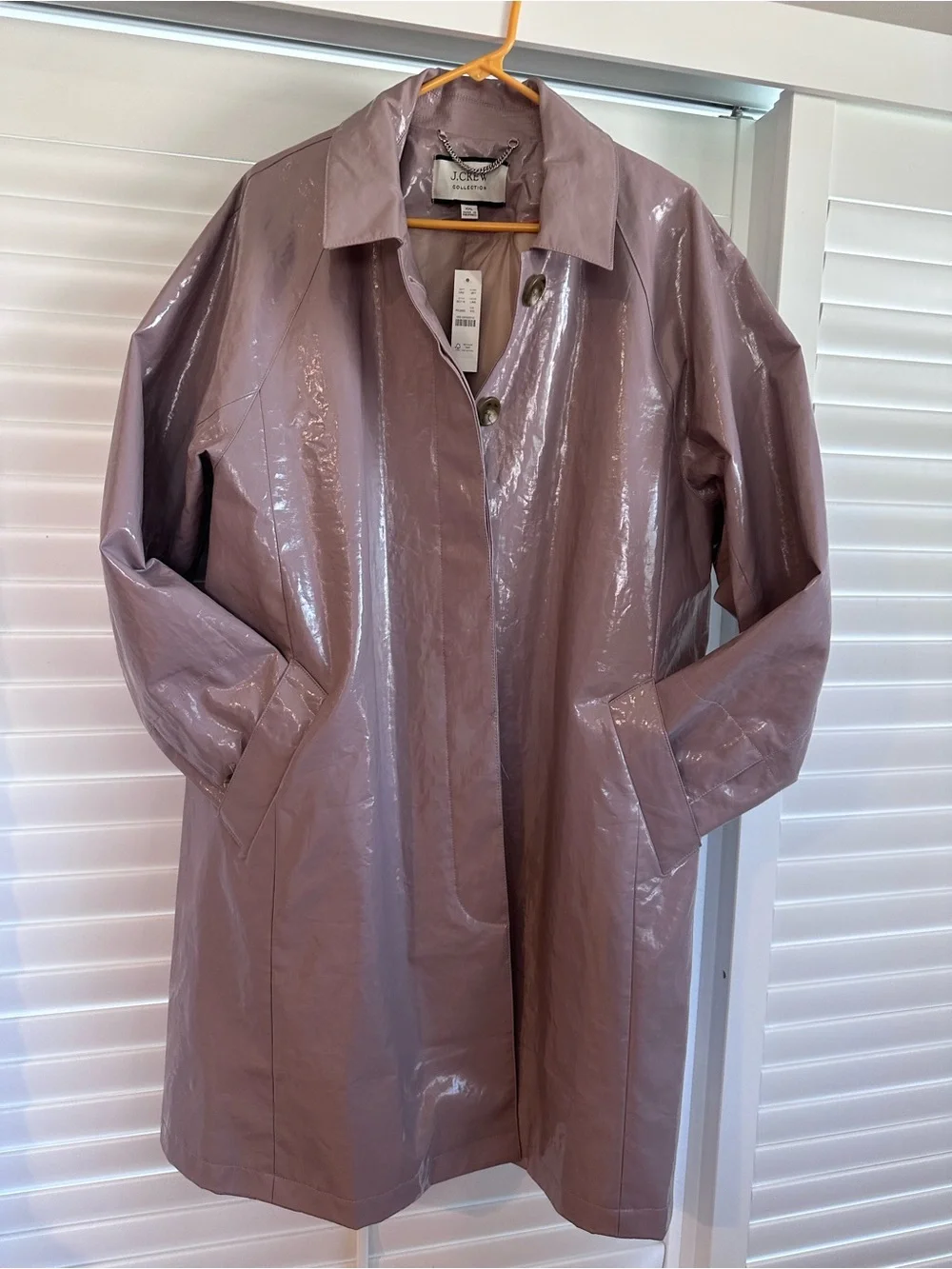 J. Crew Glossy Lavender Trench Coat